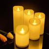 Flameless LED Battery Operated Ivory Pillar Candle, Flickering Realistic Moving Flame, Luminous Real Wax Indoor Home Decor Pack of 1