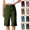 Women's Casual Solid Color Fashionable Cotton And Linen Straight Leg Shorts