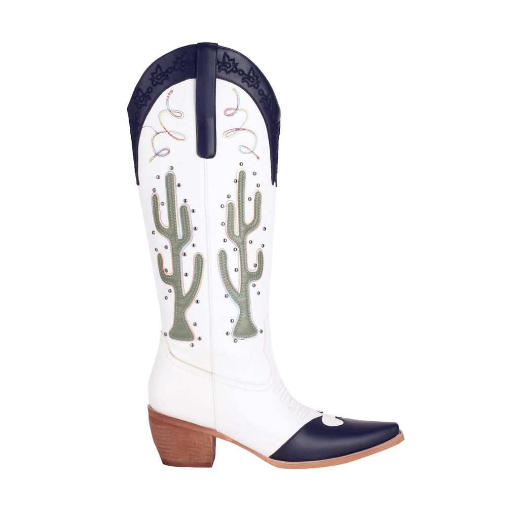 Krazing Pot PU Autumn Winter Shoes Thick High Heels Riding Boots European Design Embroidery Sewing Keep Warm Thigh High Boots