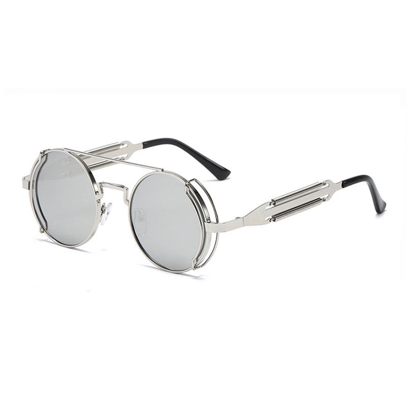 SHAUNA Retro Metal Punk Sunglasses Round Women Gothic Spring Steampunk Shades Men UV400