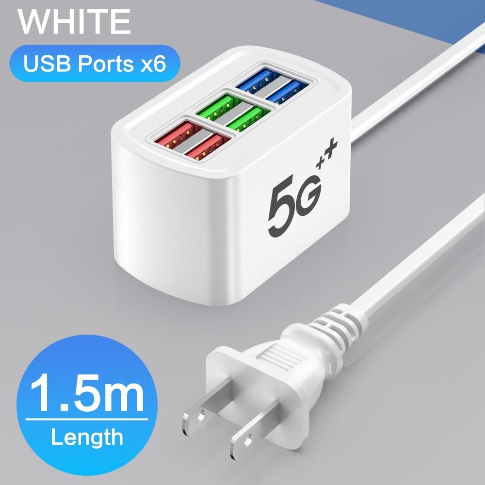 USB Charger 6 Port Power Strip Universal Electric Socket EU/US Plug Phone Charger Adapter Multifunction Extension Cable Socket