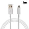 Micro USB Cable - PHONILLICO - 3 Meters - Compatible Sony Xperia - Color White - 1 Unit