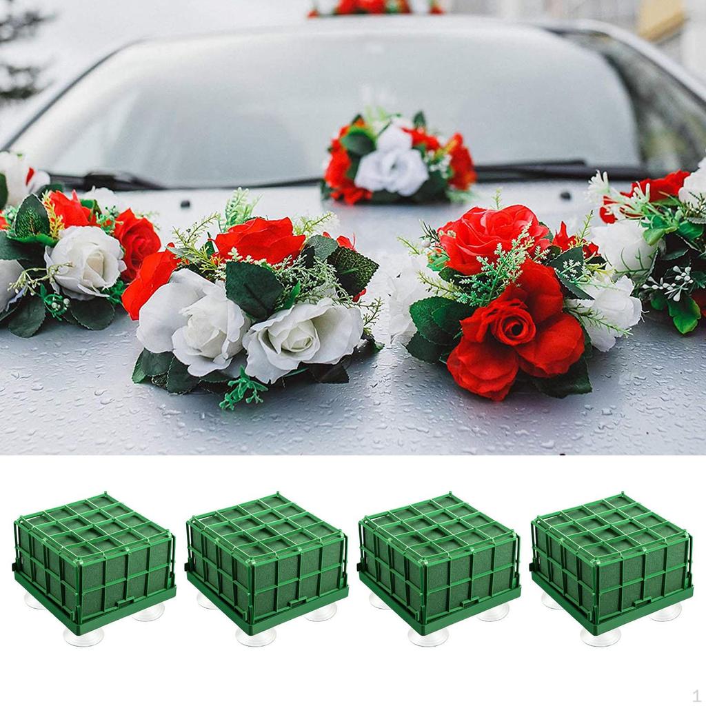 4 Pieces Floral Foam Bricks with Suction Cup Artificial Flower Holder Blocks for