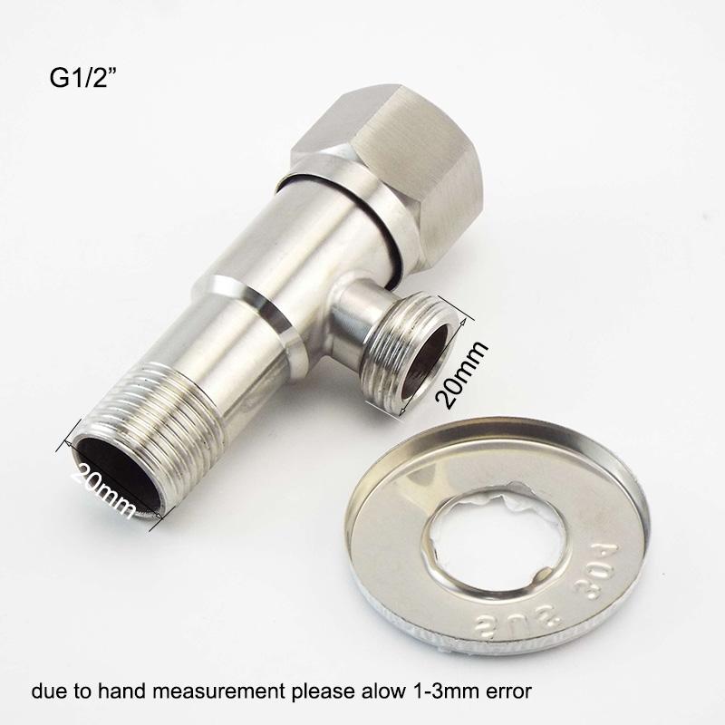 Угловые запорные клапаны из нержавеющей стали 304 G1/2 20 мм, запорный клапан для холодной и горячей воды для ванной комнаты, туалета, раковины, аксессуары a1