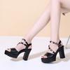 2024 Fashion Women's Shoes Platform Women's Sandals Summer Dress Sandals Women Pearl Crystal Buckle Strap High Heels Shoes Women