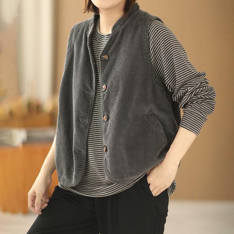 Vest for Women Cotton Sleeveless Tops Solid Colors Vest Oversize Prints Casual Buttons Vest