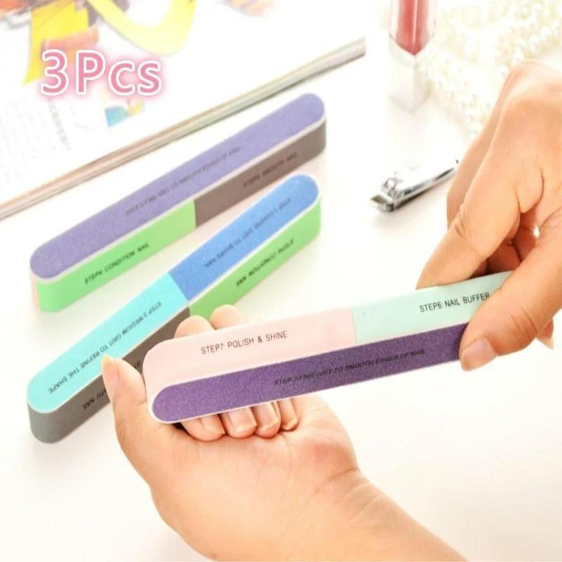 3 PCS New Creative Multifunctional Printed Nail File with Double-sided Polishing Sand Bar for Nail Enhancement Tool Accessories