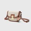 Retro Saddle Bag Canvas Leather Splicing Crossbody Metal Buckle Decoration Shoulder Hundred Niche Armpit Bag