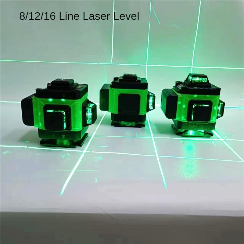8/12/16 Line High Precision Laser Level Infrared Automatic Leveling Green Light Projector 360° Horizontal Vertical Measure Tool New