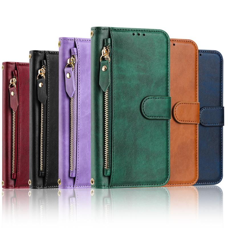 Flip Case for Oneplus 1+ Nord 2T CE 2 3 4 Lite 5G Leather Wallet Cover Card Slot Bag Zipper Casing