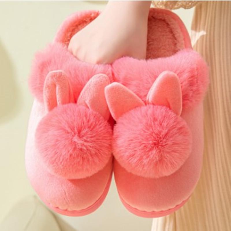 1 Pair Smellless Indoor Slippers Coldproof Fashion Cartoon Rabbit House Female Slippers