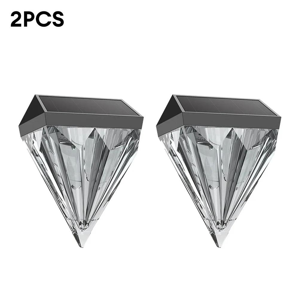 Solar Fence Lights Outdoor Garden Diamond Solar LED Wall Light IP65 Waterproof Garden Step Light for Terraces Railings