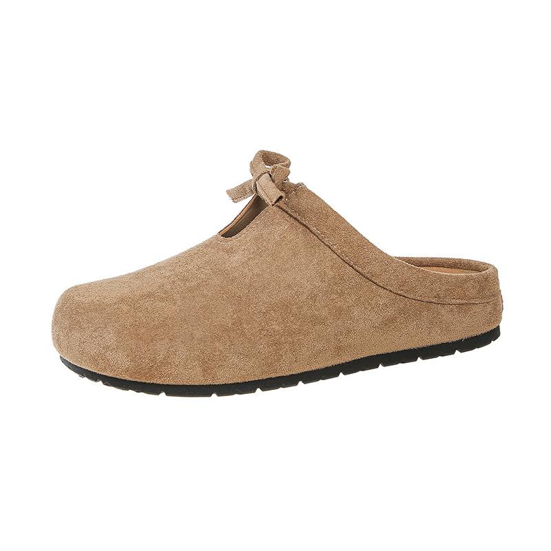 Thick-soled Half-slippers Retro Evening Breeze Bow Slippers Spring and Summer Design Sense French Ugly and Cute Boken One-pedal Slippers