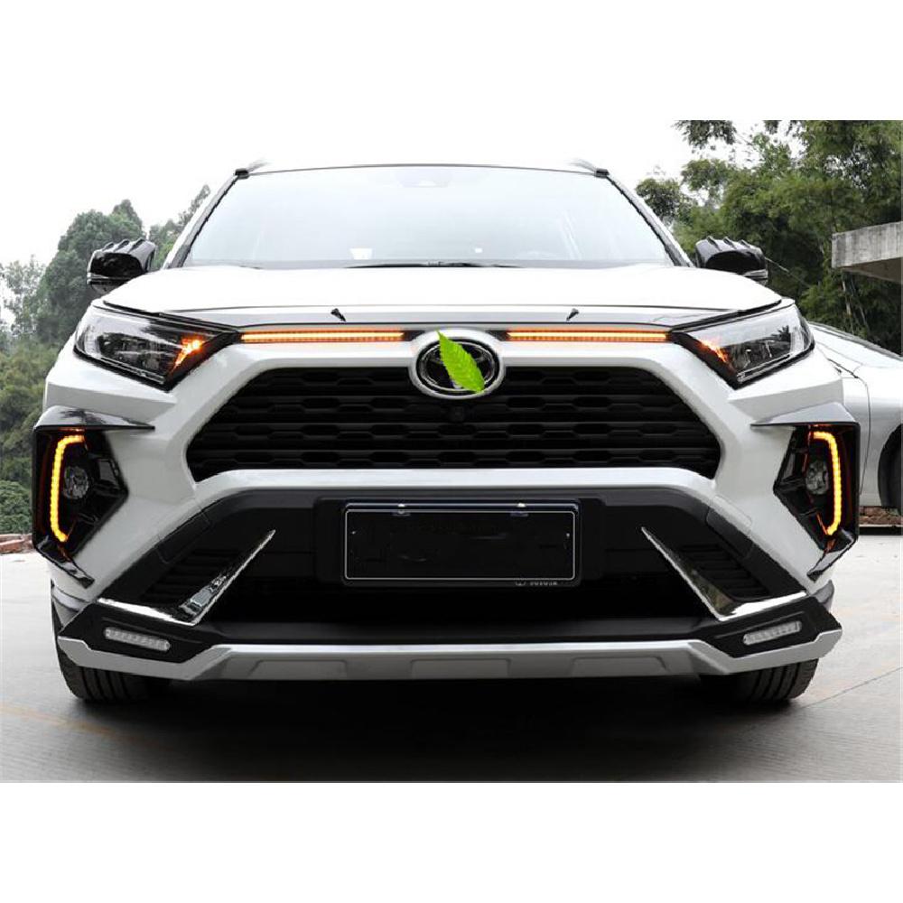 Front Led Running Lights With Three Colors For Toyota Rav42019-2020 Drl Turn Signal