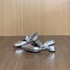 Silver White Side Bow Back Empty Sandals Women's Thick Heel Square Head Fashion Outer Bag Head Shoes