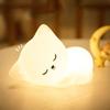 Soft Silicone Cat Seven Colors LED Night Lights USB Rechargeable Children Baby Kids Floor Lamp Creative Cartoon Room Decor Light