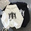 Women Hoodie Pocket Long Sleeve Streetwear Blsack Tops Skeleton Print Grunge Gothic Oversized Hoodie Streetwear Women's Sweatshirt