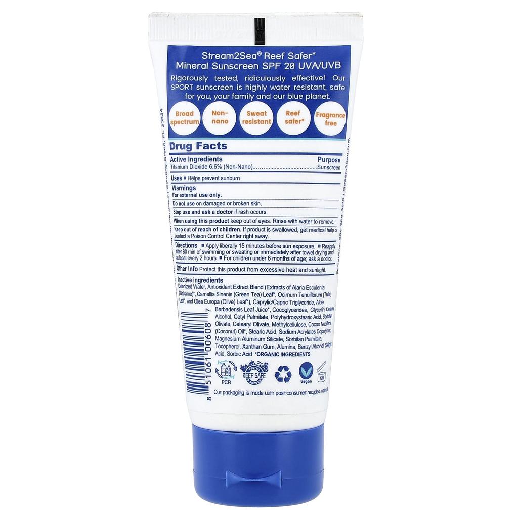 Stream2Sea Water Sports Sunscreen, Spf 20, 90Ml(3Fl Oz)