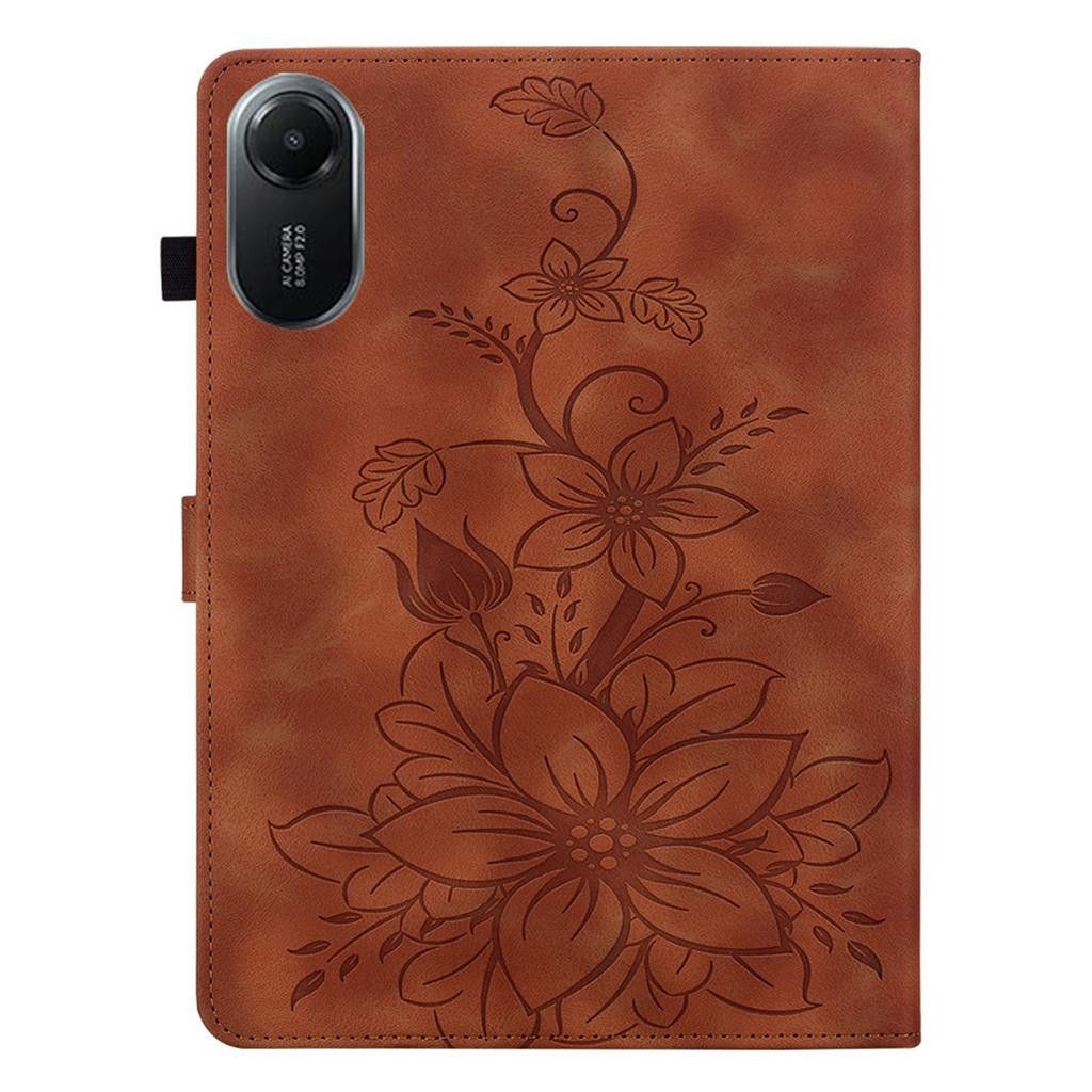 For Xiaomi Redmi Pad 2 Case Lily Flower Imprint Card Slots Leather Tablet Cover