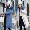 Autumn and Winter Plus Size Women's Thickened Both Sides of The Padded Medium Length Hooded Fur Collar Coat Loose Warm Outwear
