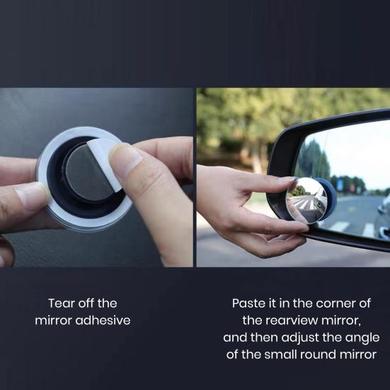 HD-compatible Rear View Mirror Auxiliary Lens 360 Degree Rotation Degree Adjustabe No Rim Waterproof Convex Blind Spot Mirror for Car Van Trucks