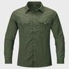 Men's Casual Loose-Fit Long-Sleeve Shirt - Solid Color, Large Size, Autumn Workwear with Pocket