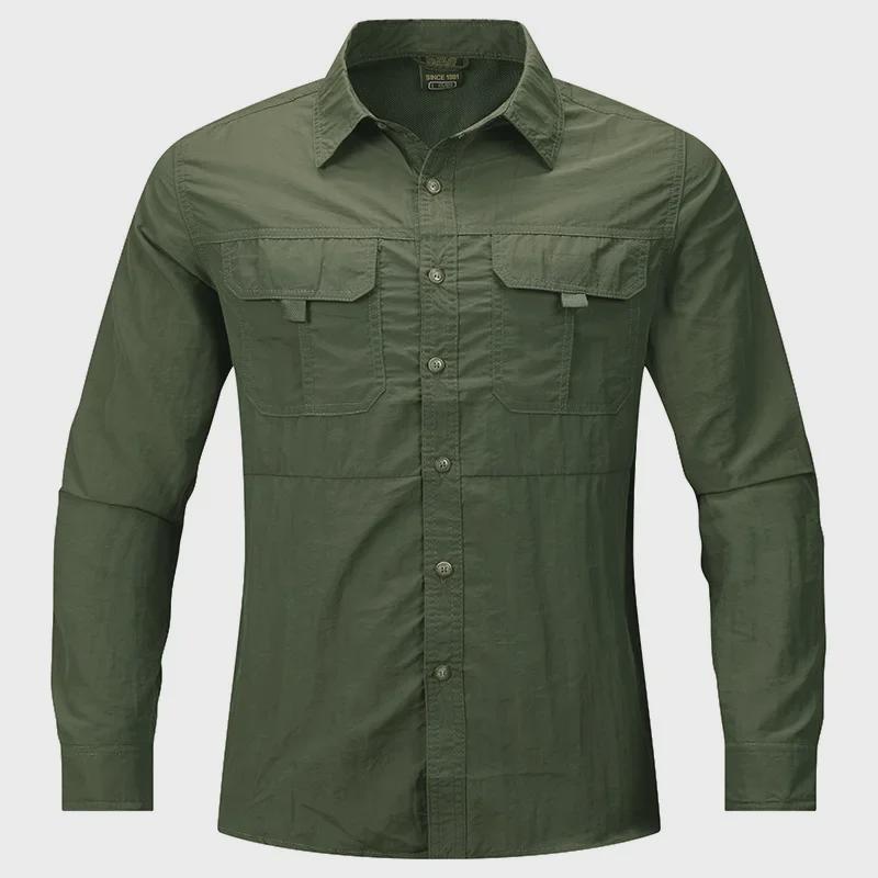 Men's Casual Loose-Fit Long-Sleeve Shirt - Solid Color, Large Size, Autumn Workwear with Pocket