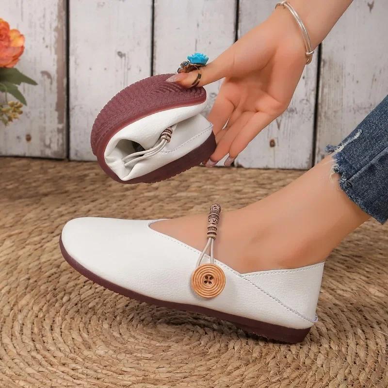 2024 Hot-selling Comfortable Solid Color Flat Shoes, Comfortable and Versatile Beach Casual Lightweight Round-toe Women's Shoes