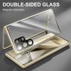 360° Metal Double Sided Glass Snap Lock Phone Case for Samsung Galaxy S24 S23 S22 S21 Ultra Plus S23 FE Lens Protection Cover