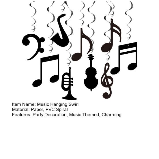 Music Note Hanging Swirls Decorations Musical Foil Whirl Cutout Spiral Ceiling Decoration for Music Theme Party Wedding Baby Shower Birthday Supplies
