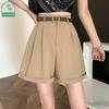 Women's Loose High-waisted Wide-leg Pants Thin Suit Shorts Summertime Korean Version Rolled-up Casual Shorts