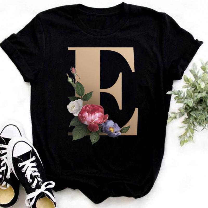 Summer Women's Fashionable Simple Floral Letter Printed Pure Cotton Short Sleeved Women's T-Shirts Women’s