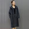 Autumn and Winter New Imitation Mink Fur Coat Women's Whole Mink Coat Velvet Medium Length Over Knee Hooded Casual Windbreaker