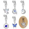 Fake Belly Ring Dangling Navel Rings Women Butterfly Heart Moon Dangle Clip On Belly Button Rings Non Piercing Jewelry
