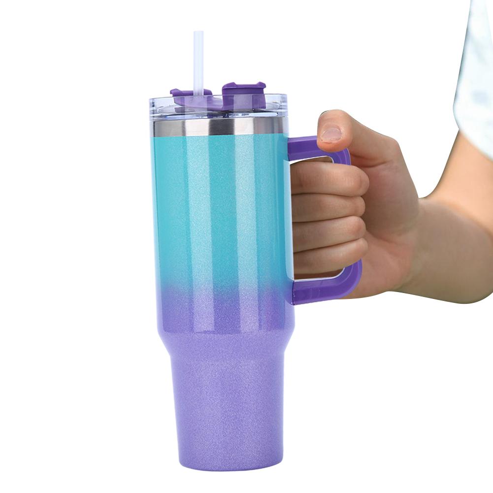 40oz Straw Insulated Tumbler with Handle Double-Layer Insulated Cup Stainless Steel Vacuum Thermal Insulated Mug for Women Men