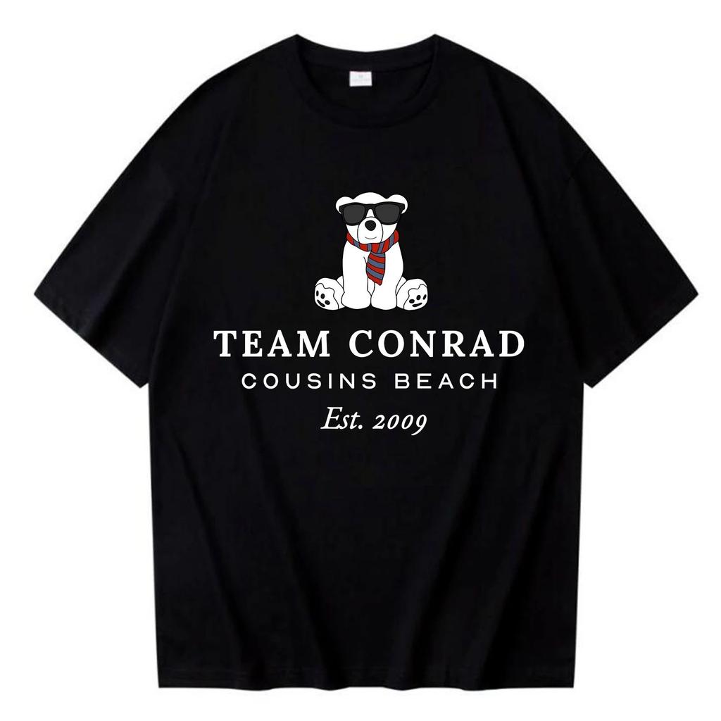 TEAM CONRAD COUSINS BEACH Print Cotton T Shirt Fashion Casual Loose Short Sleeve Streetwear Tops Unisex Oversized
