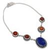 Lapis Lazuli, Carnelian Gemstone 925 Sterling Silver Jewelry Necklace 18"