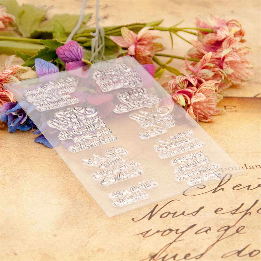Blessing Words Clear Silicone Stamp Lettering Pattern Clear Stamper for Scrapbooking Card Making Photo Album Decoration