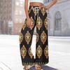 Women Summer Boho Palazzo Pants High Waist Wide Leg Floral Printing Casual Trousers With Pockets