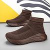 Men's Shoes Autumn Breathable Soft Sole Heightened Mesh Fly-woven High-top Socks Shoes One Pedal Casual Versatile Sports Trendy Shoes