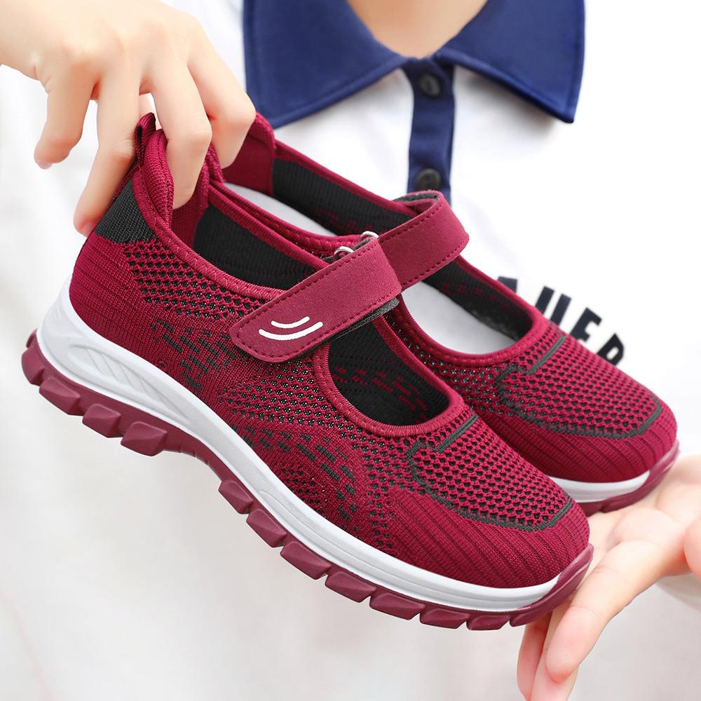 Shoes Women's Single Shoes 2025 Summer New Middle-aged and Elderly Mother Shoes Velcro Soft Sole Breathable Casual Foreign Trade Women's Shoes