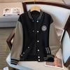 Women's Retro Color Block Baseball Jacket - 2025 Autumn College Style, Versatile, Loose & Slimming