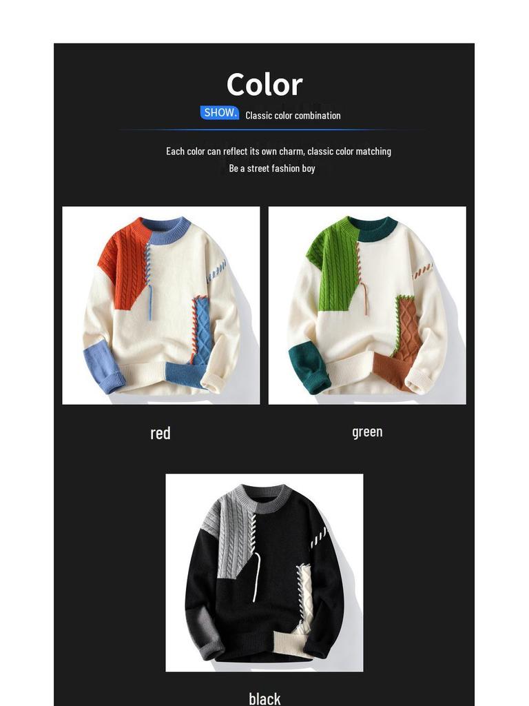 Men's Casual Crew Neck Knitted Sweater - Autumn/Winter Collection