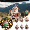 Christmas Ornament Smiling Santa Claus Holding Gift Pendant 3D Effect Acrylic Hanging Pendant Festive Home Decor