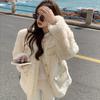 Korean Fashion Lamb Wool Coats Women Streetwear O-Neck Faux Fur Jackets Woman 2024 Autumn Winter Thick Warm Plush Coat