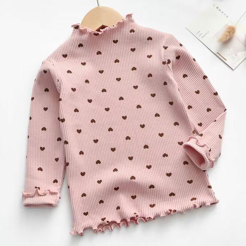 Kids Girl Cotton T-Shirt Long-sleeve Children Turtleneck Bottoming Shirt Tops Clothes