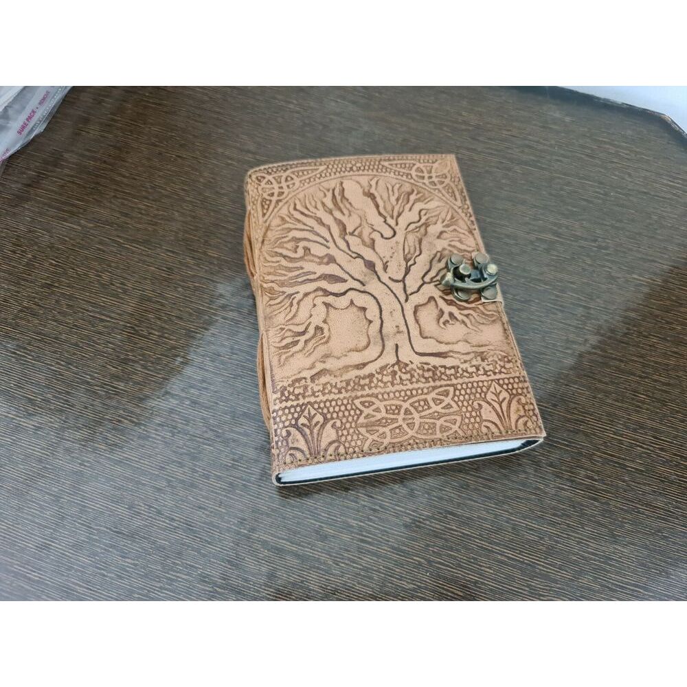 Handmade Leather Journal Diary Celtic Tree of Life Book of Shadow Wicca Vintage