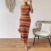 Spring Women's Personality Street Fashion Casual Striped Sleeveless Square Neck Dress