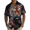 Summer Fashion Men's Short Sleeve Shirt Vintage Animal Tiger Print Street Casual Daily Oversized Men's Shirts Oversized Tops