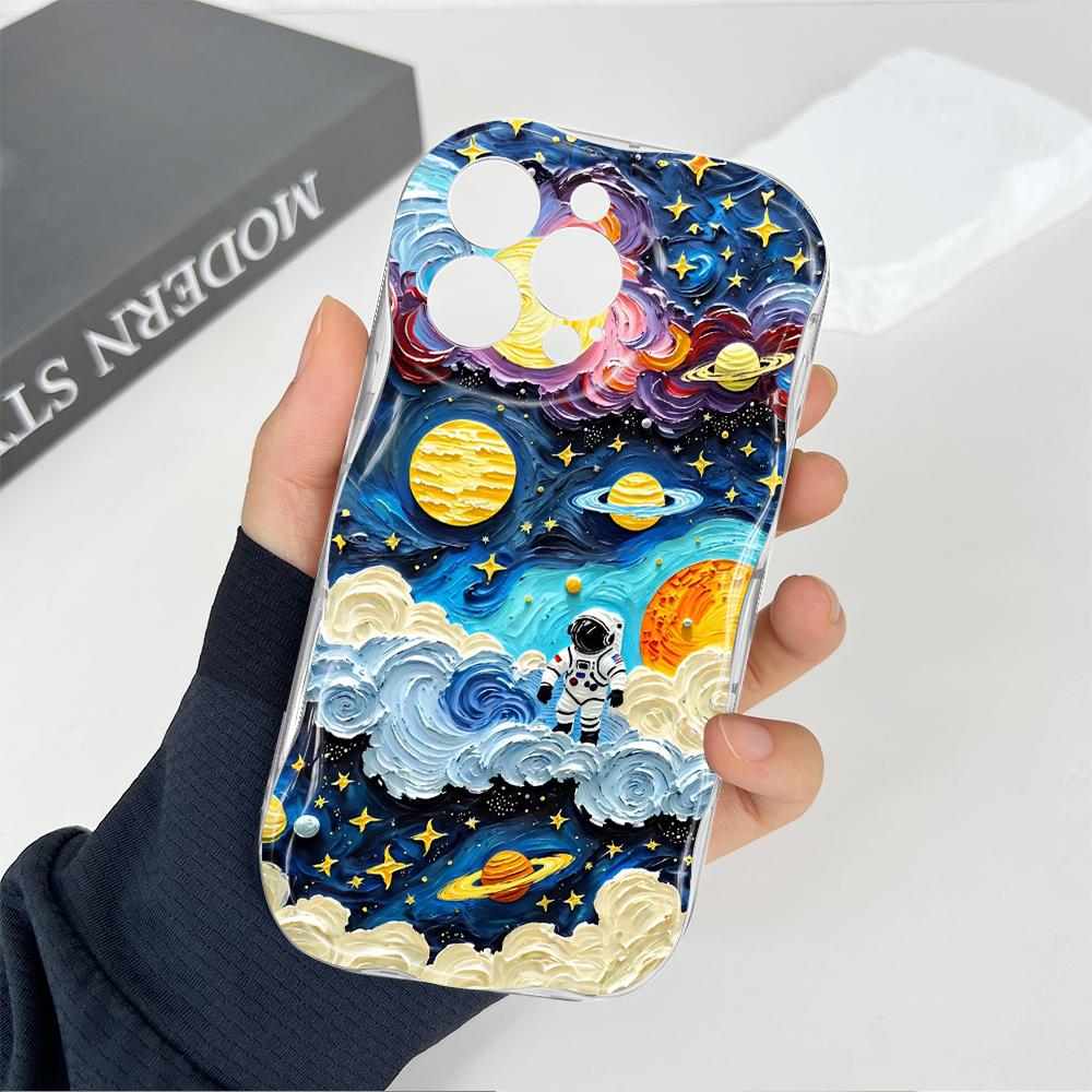 Cartoon Pattern Cream Texture Casing Wavy Edge Soft Silicone Cover Phone Case for OPPO Reno Realme OnePlus Vivo